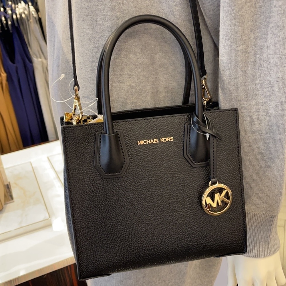 Michael Kors Mercer Medium Pebbled Leather Crossbody Bag - Picture 2 of 16